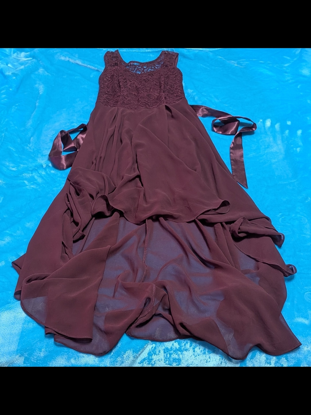 🍷 Wine Lace Bodice High-Low Dress 🍷